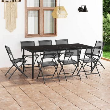 vidaXL Set mobilier de exterior, 9 piese, oțel