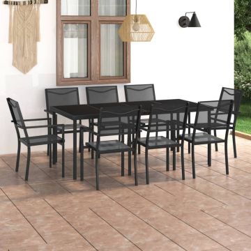 vidaXL Set mobilier de exterior, 9 piese, oțel