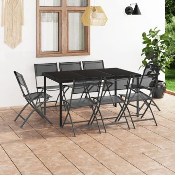 vidaXL Set mobilier de exterior, 9 piese, oțel