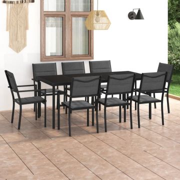 vidaXL Set mobilier de exterior, 9 piese, oțel