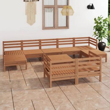 vidaXL Set mobilier de grădină, 10 piese, maro miere, lemn masiv de pin