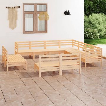 vidaXL Set mobilier de grădină, 11 piese, lemn masiv de pin