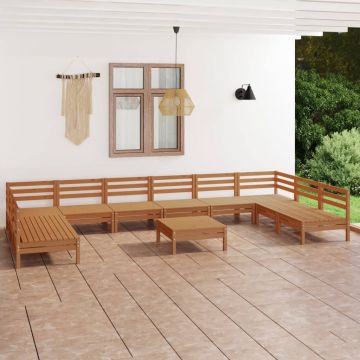 vidaXL Set mobilier de grădină, 11 piese, maro miere, lemn masiv pin