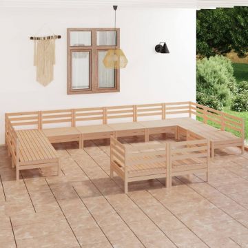 vidaXL Set mobilier de grădină, 12 piese, lemn masiv de pin