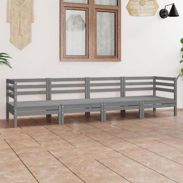 vidaXL Set mobilier de grădină, 4 piese, gri, lemn masiv de pin