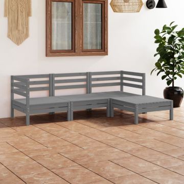 vidaXL Set mobilier de grădină, 4 piese, gri, lemn masiv de pin