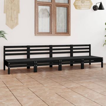 vidaXL Set mobilier de grădină, 4 piese, negru, lemn masiv de pin