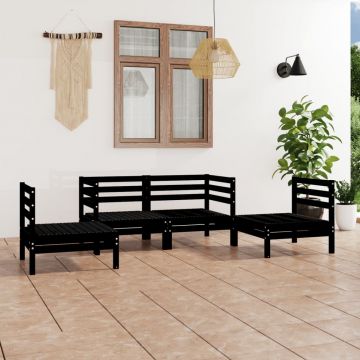 vidaXL Set mobilier de grădină, 4 piese, negru, lemn masiv de pin