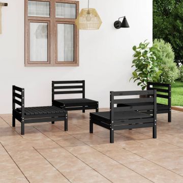 vidaXL Set mobilier de grădină, 4 piese, negru, lemn masiv de pin