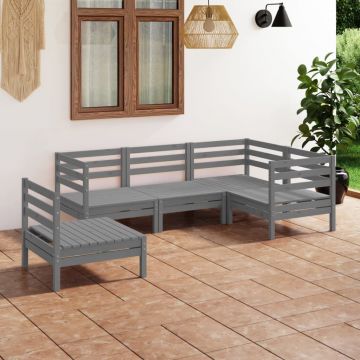 vidaXL Set mobilier de grădină, 5 piese, gri, lemn masiv de pin