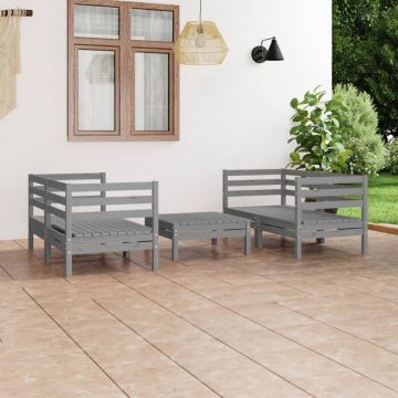 vidaXL Set mobilier de grădină, 5 piese, gri, lemn masiv de pin