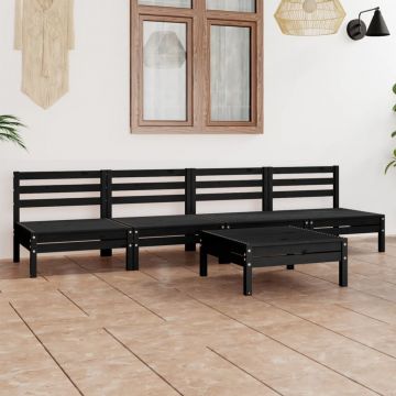 vidaXL Set mobilier de grădină, 5 piese, negru, lemn masiv de pin