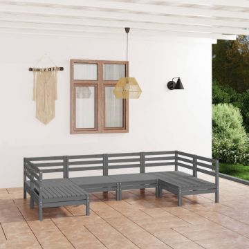 vidaXL Set mobilier de grădină, 6 piese, gri, lemn masiv de pin