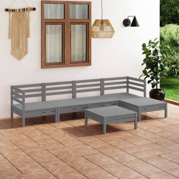 vidaXL Set mobilier de grădină, 6 piese,gri, lemn masiv de pin
