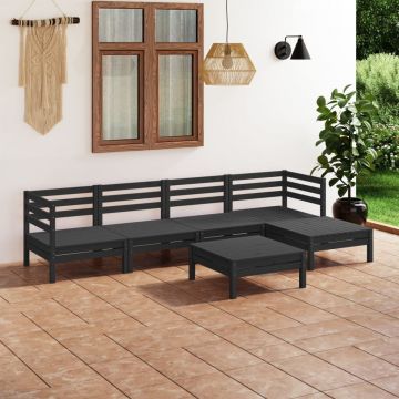 vidaXL Set mobilier de grădină, 6 piese, negru,lemn masiv de pin