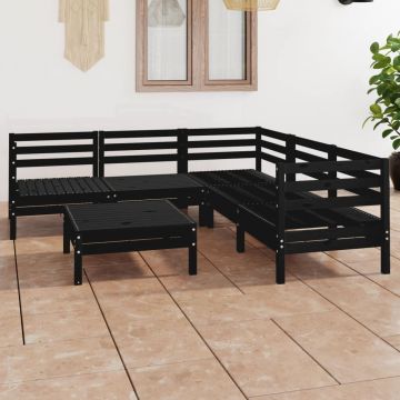 vidaXL Set mobilier de grădină, 6 piese, negru,lemn masiv de pin