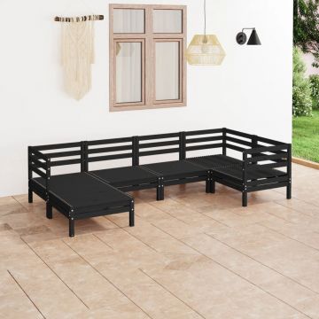 vidaXL Set mobilier de grădină, 6 piese, negru, lemn masiv de pin