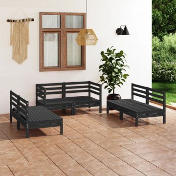 vidaXL Set mobilier de grădină, 6 piese, negru, lemn masiv de pin