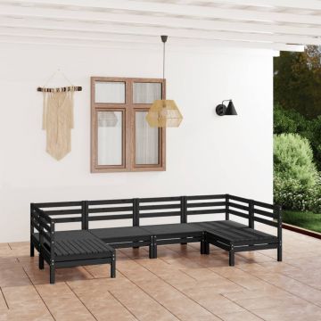 vidaXL Set mobilier de grădină, 6 piese, negru, lemn masiv de pin