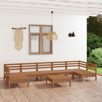 vidaXL Set mobilier de grădină, 8 piese, maro miere, lemn masiv de pin