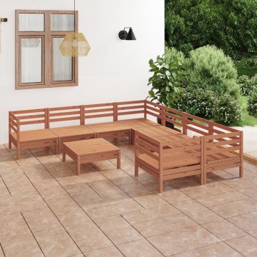vidaXL Set mobilier de grădină, 9 piese, maro miere, lemn masiv pin
