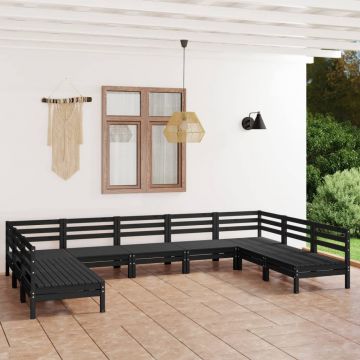 vidaXL Set mobilier de grădină, 9 piese, negru, lemn masiv de pin