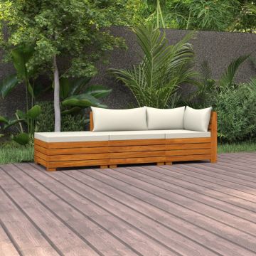 vidaXL Set mobilier de grădină cu perne, 3 piese, lemn masiv acacia