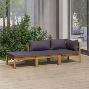 vidaXL Set mobilier de grădină cu perne, 3 piese, lemn masiv de acacia