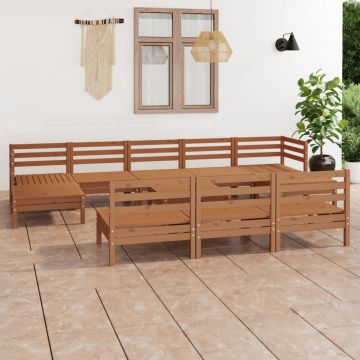 vidaXL Set mobilier grădină, 11 piese, maro miere, lemn masiv de pin