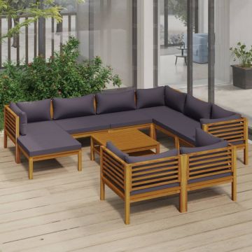 vidaXL Set mobilier grădină cu perne, 10 piese, lemn masiv de acacia