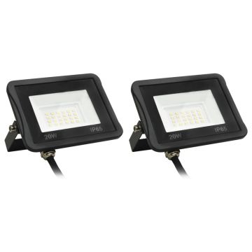 vidaXL Proiectoare cu LED, 20 W, 2 buc., alb rece