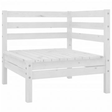 vidaXL Set mobilier de grădină, 3 piese, alb, lemn masiv de pin