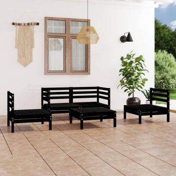 vidaXL Set mobilier de grădină, 5 piese, negru, lemn masiv de pin