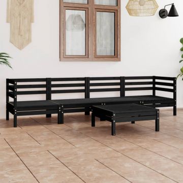 vidaXL Set mobilier de grădină, 5 piese, negru, lemn masiv de pin