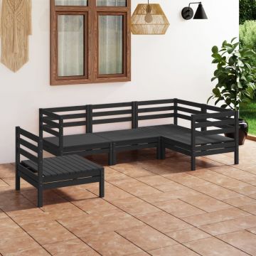 vidaXL Set mobilier de grădină, 5 piese, negru, lemn masiv de pin