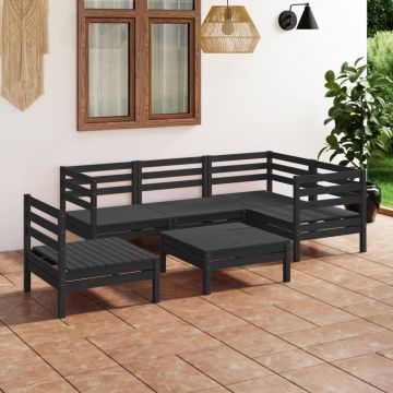 vidaXL Set mobilier de grădină, 6 piese, negru, lemn masiv de pin