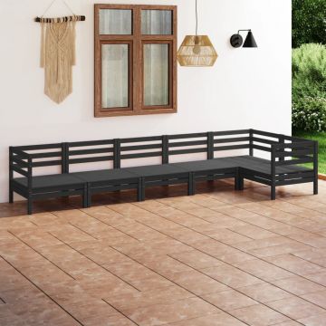 vidaXL Set mobilier de grădină, 6 piese, negru, lemn masiv de pin