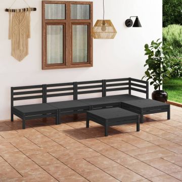 vidaXL Set mobilier de grădină, 6 piese, negru, lemn masiv de pin