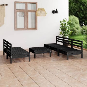 vidaXL Set mobilier de grădină, 6 piese, negru, lemn masiv de pin