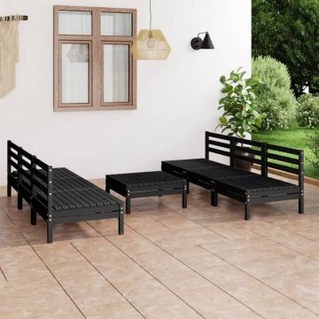 vidaXL Set mobilier de grădină, 7 piese, negru, lemn masiv de pin