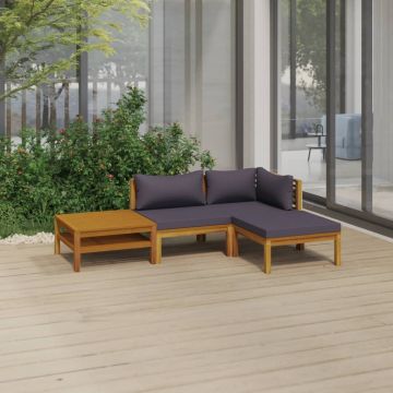 vidaXL Set mobilier de grădină cu perne, 4 piese, lemn masiv de acacia