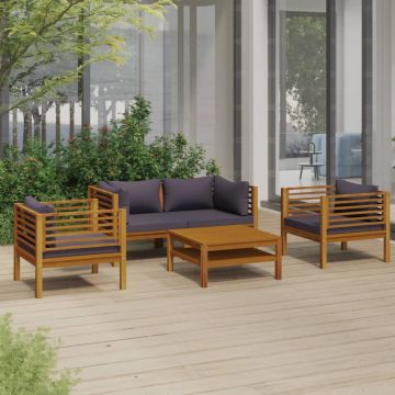 vidaXL Set mobilier de grădină cu perne, 5 piese, lemn masiv acacia