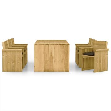 vidaXL Set mobilier de grădină cu perne, 7 piese, lemn de pin tratat