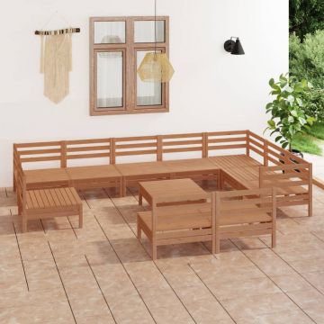 vidaXL Set mobilier grădină, 11 piese, maro miere, lemn masiv de pin