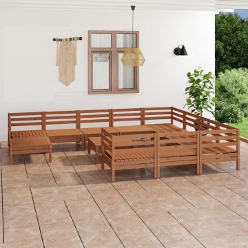 vidaXL Set mobilier grădină, 12 piese, maro miere, lemn masiv de pin