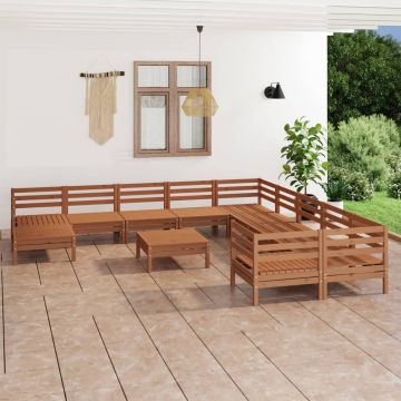 vidaXL Set mobilier grădină, 12 piese, maro miere, lemn masiv de pin