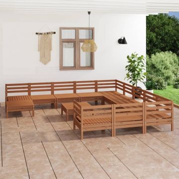 vidaXL Set mobilier grădină, 13 piese, maro miere, lemn masiv de pin