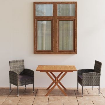 vidaXL Set mobilier grădină, 3 piese, poliratan și lemn masiv acacia