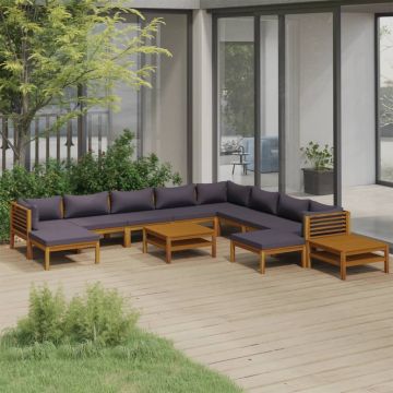 vidaXL Set mobilier grădină cu perne, 12 piese, lemn masiv de acacia