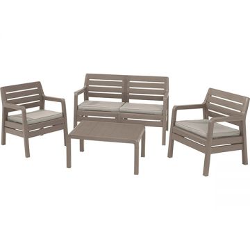 Set mobilier de gradina Delano - imitatie lemn - Capuccino/Gri-nisipiu